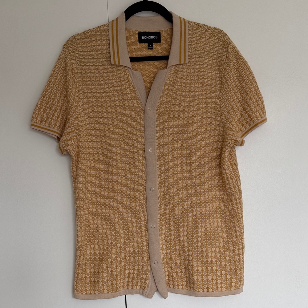 Bonobos Beige Short Sleeve Knit Cardigan